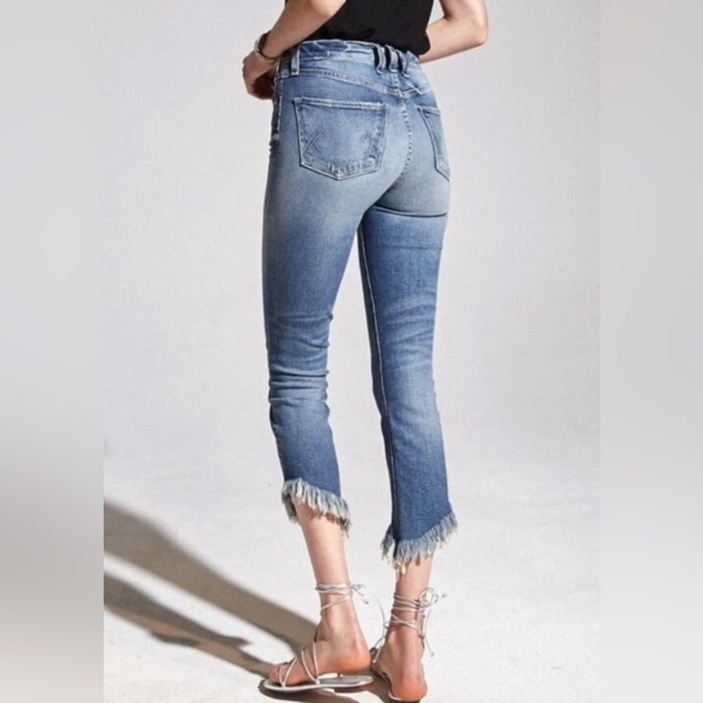 $248 MCGUIRE DENIM Valetta Straight Distressed Fringe Crop Hem Sz 26